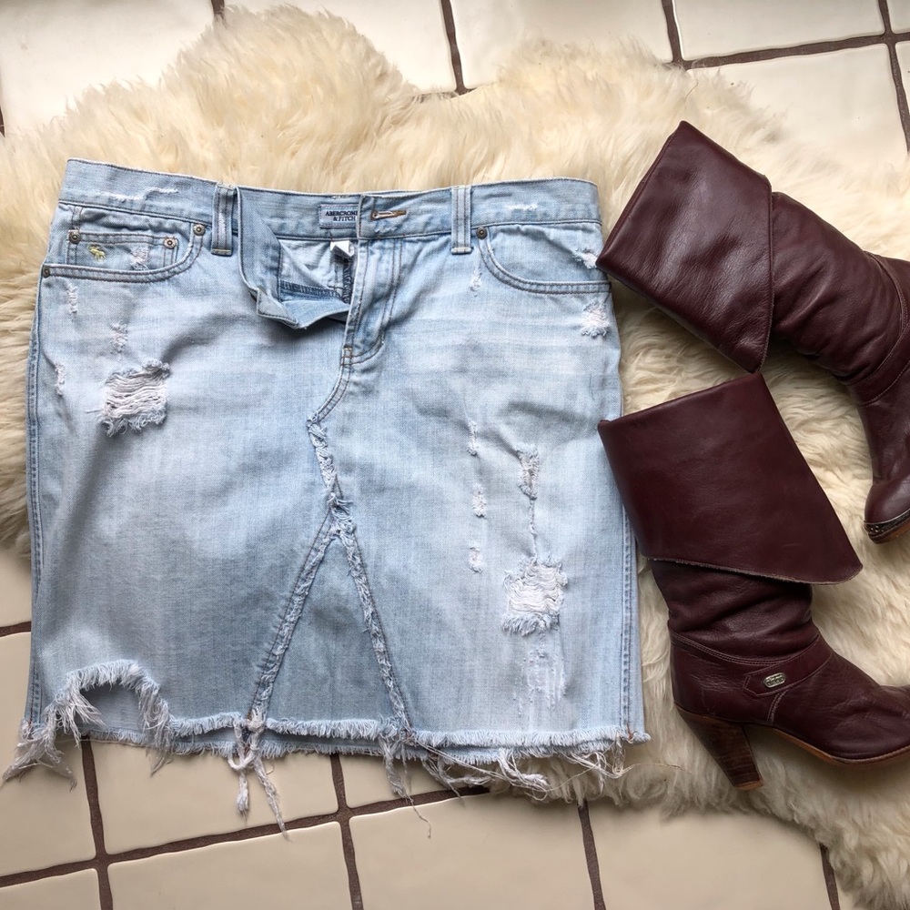 Abercrombie and Fitch Distressed Jean Skirt